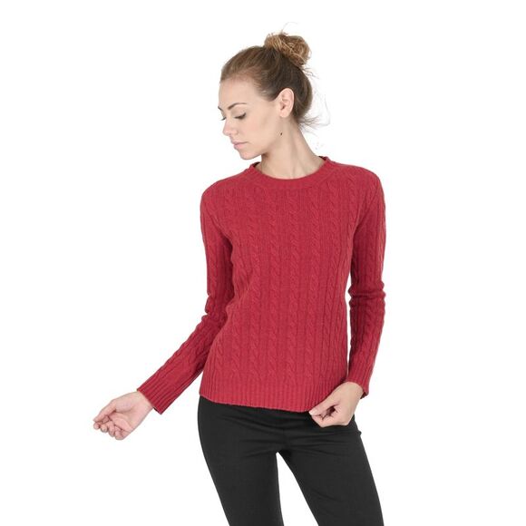 Crown of Edinburgh Cashmere Cable Knit Jumper Sweater Women Red Gloves - Picture 1 of 7